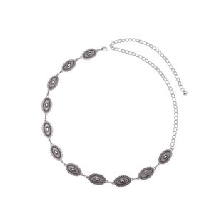 Ceinture de taille en chaîne de style ethnique rétro japonais, en argent vieilli gaufré, pour femme, chaîne de corps vintage en métal, usage quotidien - Product Image 5