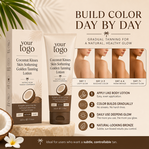 Lotion bronzante dorée hydratante pour peaux sèches, à l'extrait de lait de coco et de vanille, effet soleil bronzé, OEM ODM, faible MOQ, production en gros - Product Image 2