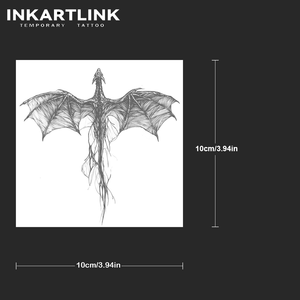 INKARTLINK Pegatina de tatuaje de dragón oscuro, diseño mítico de dragón volador, semipermanente de 15 días, arte corporal para brazo y espalda, venta al por mayor - Product Image 3