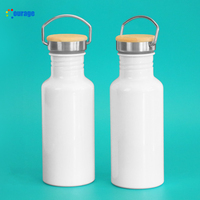 Botol air aluminium 600ml, desain baru sublimasi, botol air olahraga dengan tutup bambu