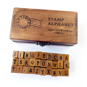 Juego de Sellos de Goma con Letras <span class=keywords><strong>Mayúsculas</strong></span> <span class=keywords><strong>y</strong></span> <span class=keywords><strong>Minúsculas</strong></span>, Estilo Retro Vintage, en Caja de Madera, 30 Piezas por Caja, para Decoración Artesanal - Product Image 5