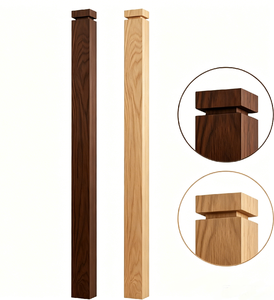 Fiable escalera de madera de caucho sólido ajustable Newel Post respetuoso con el medio ambiente moderno de una sola ranura con muescas muebles de fácil instalación - Product Image 1