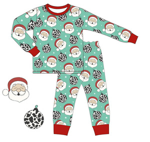 Boyis vente personnalisé noël père noël imprimé pyjamas barboteuse pour bébé garçons - Product Image 3