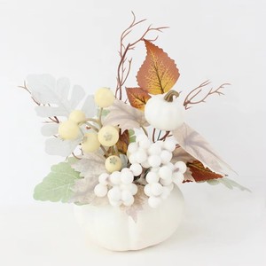 Offre Spéciale : Fleurs artificielles durables en mousse, imitation citrouille blanche, dans un pot de fleurs pour Halloween, Noël, Thanksgiving, Nouvel An - Product Image 6