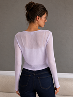 Cardigan en tricot à manches longues pour femme, léger et respirant, style court pour le printemps et l'été, idéal comme vêtement d'extérieur