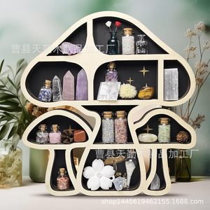 Wooden storage <b>rack</b>, simple mushroom shape, crystal stone storage <b>rack</b>, new solid wood home living room decorative <b>shelf</b>. - Product Image 1
