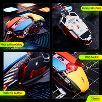 Souris de jeu filaire rétroéclairée RGB Inphic PG6, 12000 DPI, 6 boutons macro programmables, bouton de tir, connexion USB, jeux FPS pour ordinateur portable