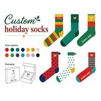Chaussettes de Noël en coton chaud et respirant, tricotées jacquard, personnalisables avec logo OEM, vente en gros, écologiques, pour cadeaux de fin d'année en vrac