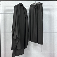 Khimar arabe à la mode 2 pièces en gros longue jupe de couleur pure ensemble abaya femmes robe musulmane vente au détail