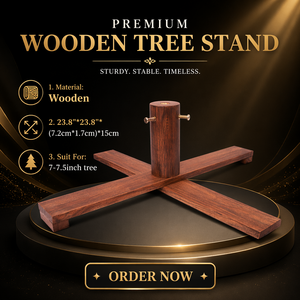 Support de sapin de Noël UMIND UM602 en bois massif finition noyer vintage, support croisé pour arbre artificiel de 7 à 7,5 pouces - Product Image 3