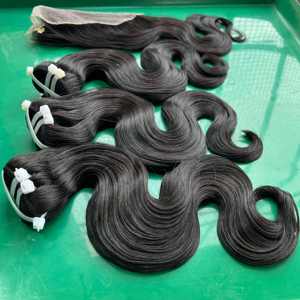 Wholesale Premium 100% Raw Unprocessed Vietnamese Virgin Non-Remy Machine Double Weft Body Wave Bundles 40 Inch Extensions for - Product Image 3