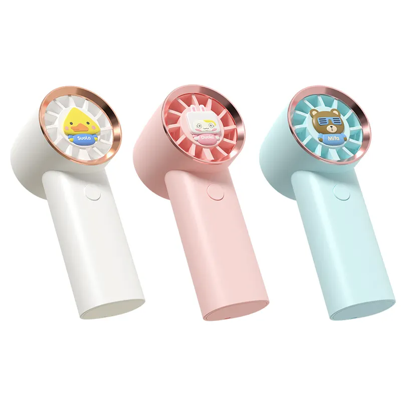 New 3 Speed Strong Wind Adjustment Air Cooling Fans Smart Mini Hand Hold Fan Lovely Cartoon Fan Rechargeable USB