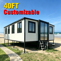 Maison conteneur de luxe extensible en acier, double aile, moderne, résistante aux ouragans, garantie 5 ans, prête à être expédiée, appartement personnalisé 5 chambres