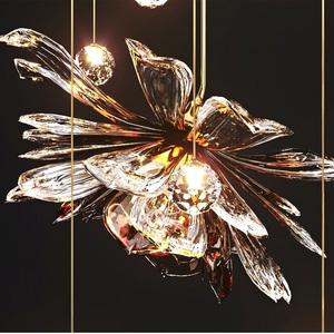 Lobby de Hotel Simple, candelabro de flores de cristal moderno, lámpara colgante, Villa, Loft, escalera, candelabro - Product Image 6