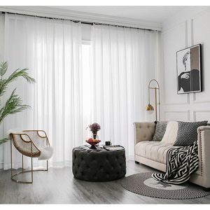 Cortinas de Hilo de Diamante Blanco Natural Blanqueado, con Bolsillo para Varilla, Abertura Bipartida Izquierda y Derecha, Translúcidas para Sala de Estar - Product Image 3