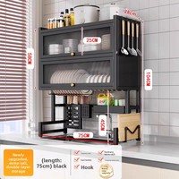 Suporte de Armazenamento para Pia de Cozinha em Metal Ecológico e Durável, Rack Multifuncional de Duas Camadas para Pratos, Colheres e Tigelas