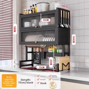 Étagère <span class=keywords><strong>de</strong></span> rangement <span class=keywords><strong>pour</strong></span> évier <span class=keywords><strong>de</strong></span> <span class=keywords><strong>cuisine</strong></span> en métal, écologique, durable, à double niveau, multifonctionnelle, anti-poussière, <span class=keywords><strong>pour</strong></span> assiettes, cuillères et bols - Product Image 6