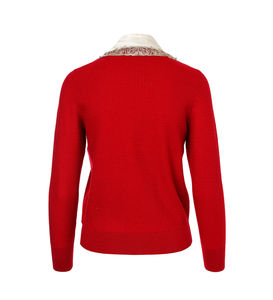 <span class=keywords><strong>Pull</strong></span>-over pour femmes à col rabattu et <span class=keywords><strong>manches</strong></span> longues, vêtement tricoté <span class=keywords><strong>avec</strong></span> bouton rouge, style décontracté, automne - Product Image 2
