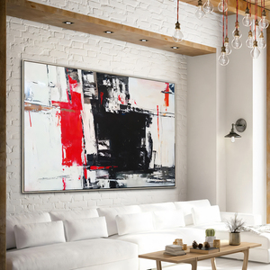 Vente en gros d'œuvres d'art personnalisées pour hôtels <span class=keywords><strong>noir</strong></span> <span class=keywords><strong>blanc</strong></span> abstrait toile Art mural <span class=keywords><strong>rouge</strong></span> accent dynamique atmosphère luxe espace décor huile - Product Image 3