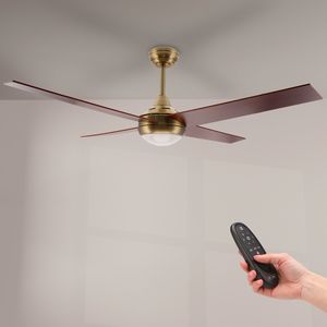 Ventilatore da soffitto a LED con luce regolabile, telecomando e design moderno, ideale per rinfrescare e illuminare gli spazi interni. - Product Image 1