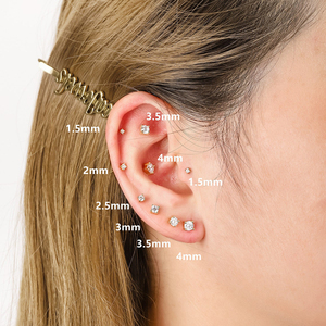 ROXI Fashion 6 pièces/ensemble Boucles d'oreilles clous en zircon étincelant pour femme, petites boucles d'oreilles piercing - Product Image 2