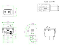 6A250V/10A125V 2Pin interrupteur à bascule PA66 matériel interrupteur à bascule carré fonction marche-arrêt interrupteur à bascule impression ON OFF
