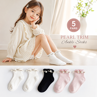 Chaussettes fines respirantes en coton pour enfants, style coréen, avec ruban et perles, accessoires printemps-été