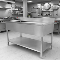 Table de préparation de cuisine en acier inoxydable avec étagère de protection arrière