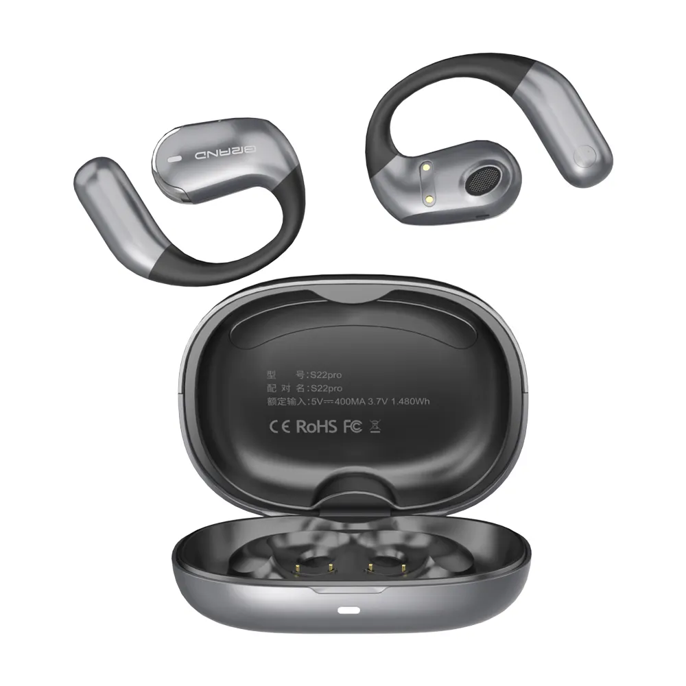 Ows Siliconen Oorhaak Headset Stereo Draadloze Bluetooth Open Oor Hoofdtelefoon Waterdichte Luchtgeleiding Oortelefoon