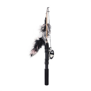 Retractable Cat Teaser Wand Toy, Cat Toys for Indoor Outdoor Cats Interactive Fishing <b>Rod</b> With 5 Pcs Refills Feather Toy - Product Image 4
