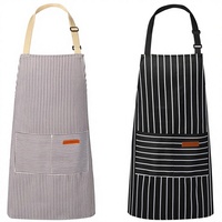 Paquete de 2 Delantales de Chef Unisex para Adultos, de Poliéster y Algodón, con Correa Ajustable para el Cuello y 2 Bolsillos para Preparación de Alimentos