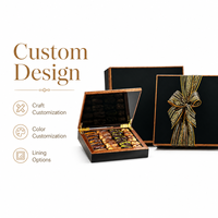 Boîte cadeau en bois à charnières, finition haute brillance, faite à la main, pour dattes et chocolats, emballage de luxe pour noix et bonbons, doublure colorée artisanale, Ramadan