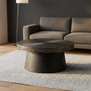 Compre Ahora Mesa de Centro Redonda Moderna con Diseño en Espiral, Muebles Minimalistas Hechos a Mano para Sala de Estar, Acabado Negro - Product Image 3