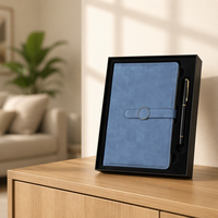 Carnet de notes en cuir PU avec logo personnalisé, reliure cousue, format sur mesure, stylo inclus, ensemble de 2 pièces avec boîte cadeau – Prix abordable