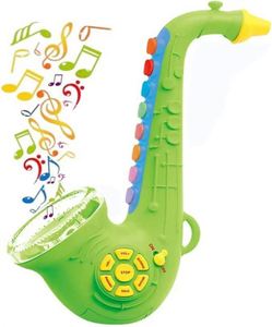 Trompette, clarinette, saxophone, instruments pour enfants avec lumière et musique, jouet d'éducation précoce, saxophone vert - Product Image 1