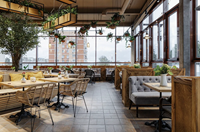 Ensemble de table et de chaises de restaurant en bois massif personnalisé, durable, de style commercial, mobilier de salle à manger moderne pour hôtels, bars et bistrots