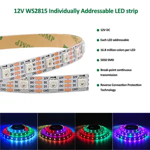 Lampu <span class=keywords><strong>Strip</strong></span> LED RGB Digital Pixel Ajaib Individual Addressable Ws2815 DC12V 60led 96led 144led - Product Image 2