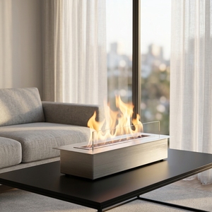 Brûleur de cheminée <span class=keywords><strong>bio</strong></span>éthanol 1000 mm en acier inoxydable, insert de foyer pour hôtel, villa, bar (intérieur) - Product Image 2