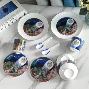 The Best-selling Midsummer Night Bone China Western Royal 10-Piece Bowl and Plate Dinner <b>Set</b> with Utensils - Product Image 3