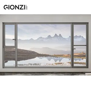 GIONZI Cheap house double glazed glass tempered glass soundproof aluminum frame price aluminium windows