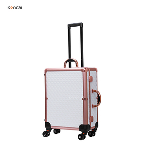 FAMA Factory Large Diamond Lattice PVC Durable Japan Style Soft Handle <strong>Vanity</strong> <strong>Box</strong> with Lights Makeup Train Case with Mirror - Product Image 6