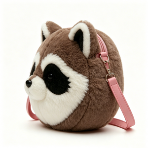 Bolso bandolera de peluche de mapache personalizado, bolso de peluche con cabeza de mapache, lindo bolso de hombro de peluche de mapache, bolso de peluche con cremallera en forma de animal - Product Image 4