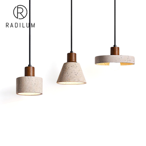 Lampada a Sospensione Moderna per Isola Cucina, Stile Japandi Wabi Sabi, in Pietra Travertino Naturale e Legno Massello, E27 LED, Certificata CE RoHS, Modello <span class=keywords><strong>Pienza</strong></span> - Product Image 1
