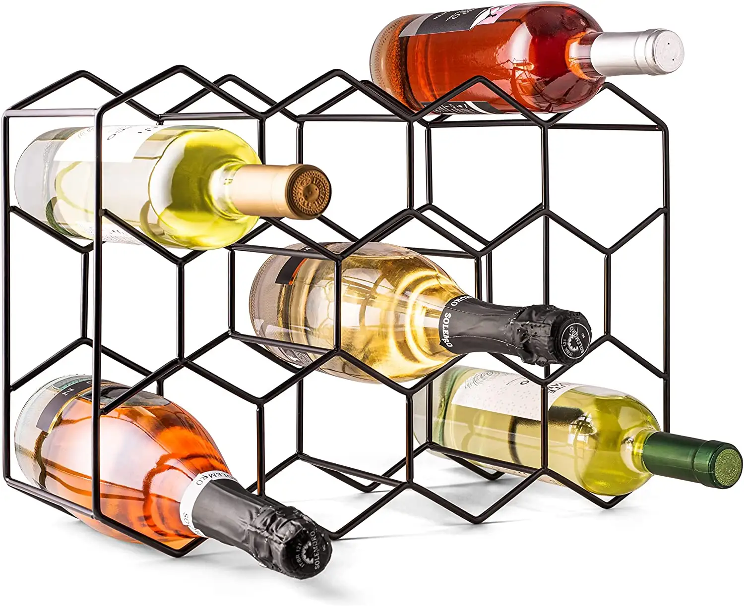 14-bottle freestanding modern metal 3-level tabletop wine rack suitable for cabinet, pantry bottle storage