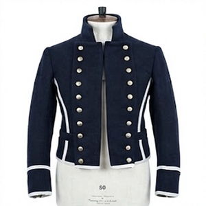 Men's Dark Blue Waterproof Reversible <b>Woolen</b> Overcoat Button Front Trench Jacket OEM Custom Outerwear - Product Image 1