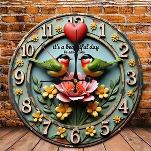Round Wooden Wall <b>Clock</b> 25cm Retro Art Silent Non Ticking Cafe Restaurant Decor - Product Image 5