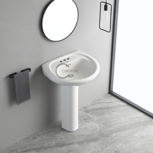 Lavabo de columna de cerámica blanca básica y económica para decoración de viviendas de alquiler - Product Image 4