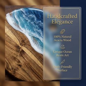 Tabla de cortar de madera de acacia de Vietnam para cocina, tabla de charcutería y queso de madera, bloque de corte de madera con asas integradas - Product Image 5