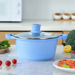 6 cái không dính đá cẩm thạch Die Cast nhôm soong canh nồi nấu ăn nồi với cảm ứng mềm mại xử lý - Product Image 3