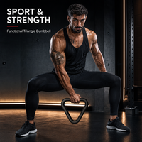 Haltères triangulaires antidérapants avec surface en silicone, équipement de musculation personnalisé pour l'entraînement en studio.